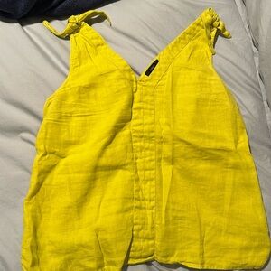 J.Crew Linen Tank Top tie detail chartreuse